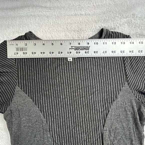 Niche Nilgun Derman Womens Black Gray Striped Jersey Midi Dress Medium Stretch - Picture 6 of 9